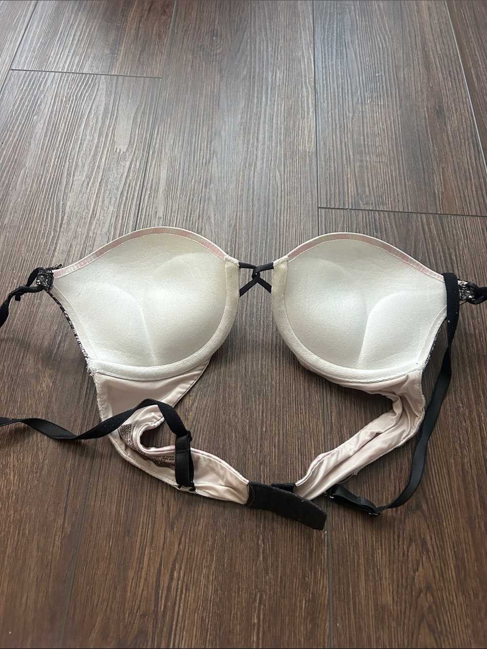 Victorias Secret Push-Up Stripe Lace Bra - Pink & Black - Picture 3 of 3